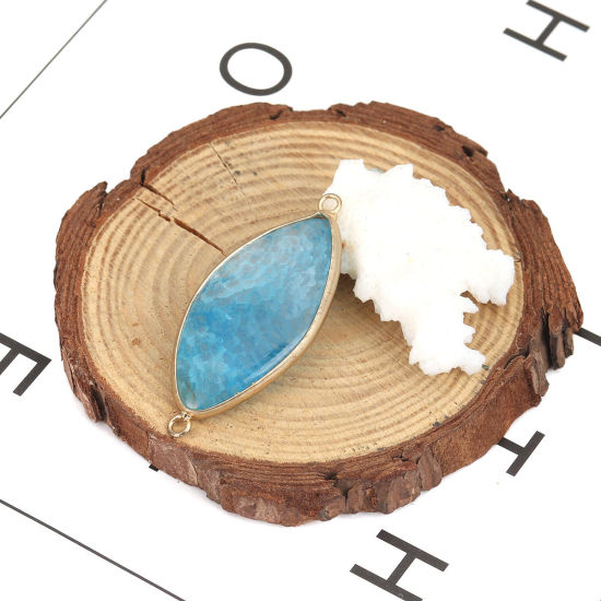 Image de (Classement A) Connecteurs en Agate ( Naturel ) Marquise Bleu 4.9cm x 2.2cm, 1 Pièce