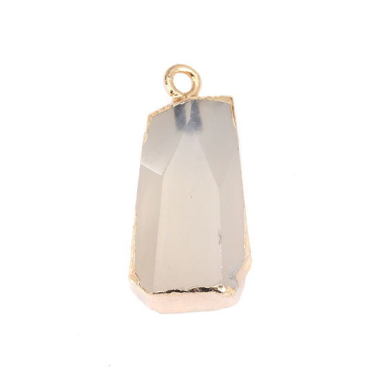 Picture of (Grade A) Agate ( Natural ) Pendants Irregular Gold Plated Creamy-White 3.1cm x 1.5cm, 1 Piece