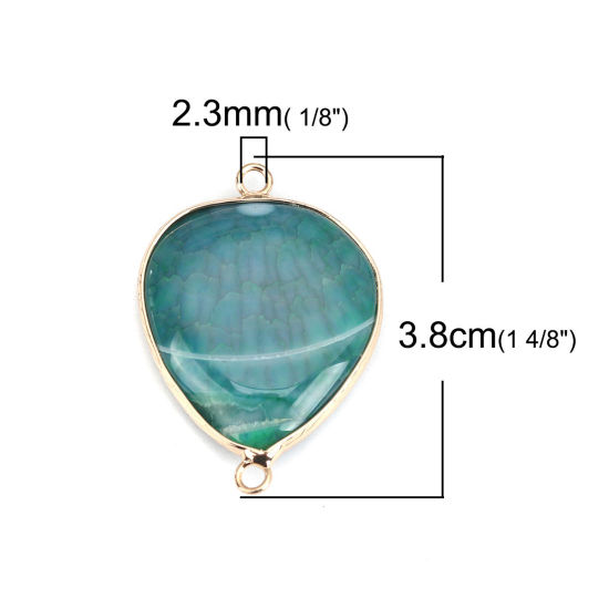 Picture of (Grade A) Agate ( Natural ) Connectors Drop Peacock Green 3.8cm x 2.7cm, 1 Piece