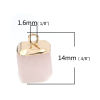 Picture of (Grade A) Copper & Rose Quartz ( Natural ) Charms Gold Plated Light Pink Cube 14mm x 10mm, 1 Piece