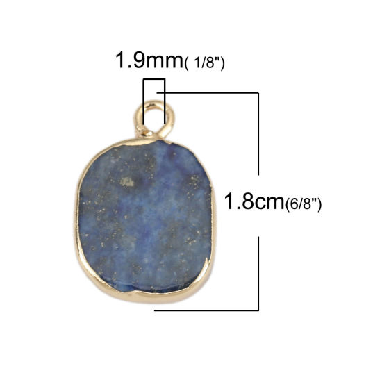 Bild von Dezember Geburtsstein - (Klasse A) Lapislazuli (natürlich) Anhänger Vergoldet Tiefblau Unregelmäßig 18 mm x 12 mm, 1 Stück
