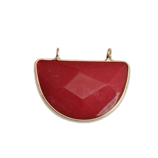 Image de (Classement B) Pendentifs en Pierre Blanche ( Naturel ) Demi-Rond Rouge 3.2cm x 2.6cm, 1 Pièce