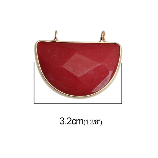 Image de (Classement B) Pendentifs en Pierre Blanche ( Naturel ) Demi-Rond Rouge 3.2cm x 2.6cm, 1 Pièce