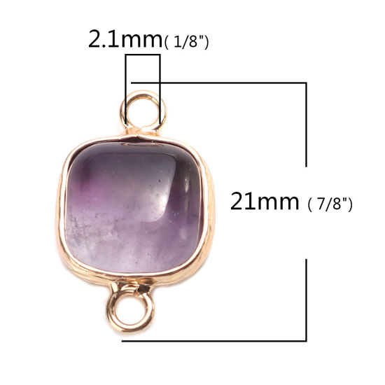 Image de Pierre de Naisssance février - (Classement A) Pierre de Naisssance février - Connecteurs en Cuivre & Améthyste ( Naturel ) Carré Violet 21mm x 13mm, 1 Pièce