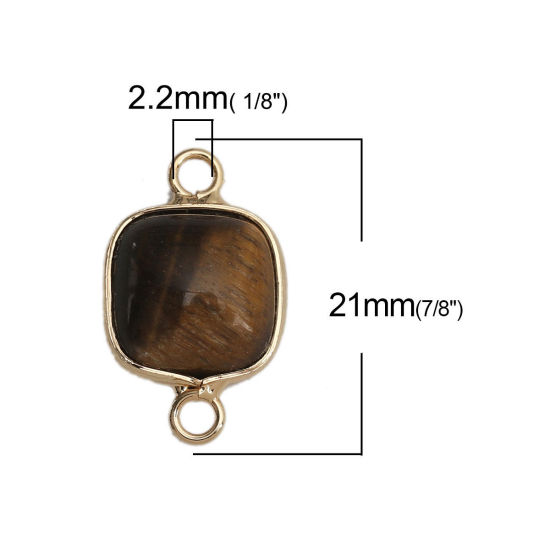 Image de (Classement A) Connecteurs en Pierre Oeil de Tigre ( Naturel ) Carré Café 21mm x 13mm, 1 Pièce