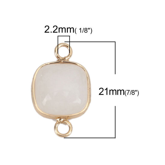 Image de (Classement A) Connecteurs en Pierre Blanche ( Naturel ) Carré Blanc 21mm x 13mm, 1 Pièce