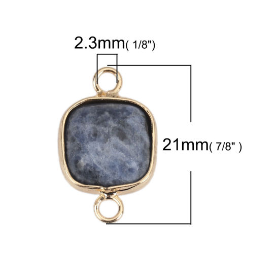 Image de (Classement A) Connecteurs en Pierre Bleu ( Naturel ) Carré Bleu Gris 21mm x 13mm, 1 Pièce