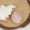 Picture of (Grade A) Rose Quartz ( Natural ) Pendants Gold Plated Light Pink Drop 3cm x 1.9cm, 1 Piece