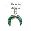 Imagen de (Grado B) Latón & Malaquita ( Natural ) Colgantes Charms Luna Media Verde 16mm x 16mm, 1 Unidad