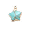 Picture of (Grade B) Copper & Turquoise ( Natural ) Charms Gold Plated Green Blue Pentagram Star 15mm x 13mm, 1 Piece