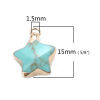 Picture of (Grade B) Copper & Turquoise ( Natural ) Charms Gold Plated Green Blue Pentagram Star 15mm x 13mm, 1 Piece