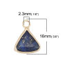 Picture of December Birthstone - (Grade A) Lapis Lazuli ( Natural ) Charms Gold Plated Deep Blue Triangle 16mm x 11mm, 1 Piece
