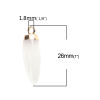 Picture of (Grade A) Stone & Copper ( Natural ) Charms Gold Plated White Bullet 26mm x 8mm, 1 Piece
