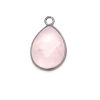 Picture of (Grade A) Copper & Rose Quartz ( Natural ) Charms Gunmetal Light Pink Drop Faceted 23mm x 14mm, 1 Piece