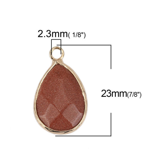 Bild von (Klasse A) Gold-Sand ( Natur ) Charms Tropfen Vergoldet Braun 23mm x 14mm, 1 Stück