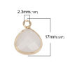 Picture of (Grade A) Stone ( Natural ) Charms Gold Plated White Drop 17mm x 13mm, 1 Piece