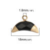 Изображение Стеклянные Подвески Позолоченный Черный Луна половина 18мм x 12мм, 1 ШТ