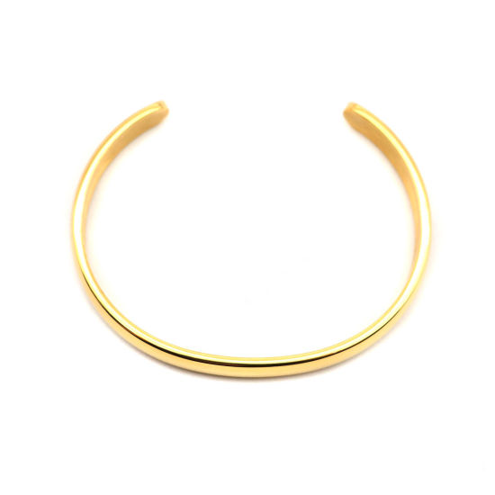 Picture of Stainless Steel Blank Stamping Tags Open Cuff Bangles Bracelets Gold Plated One-sided Polishing 15cm(5 7/8") long, 1 Piece