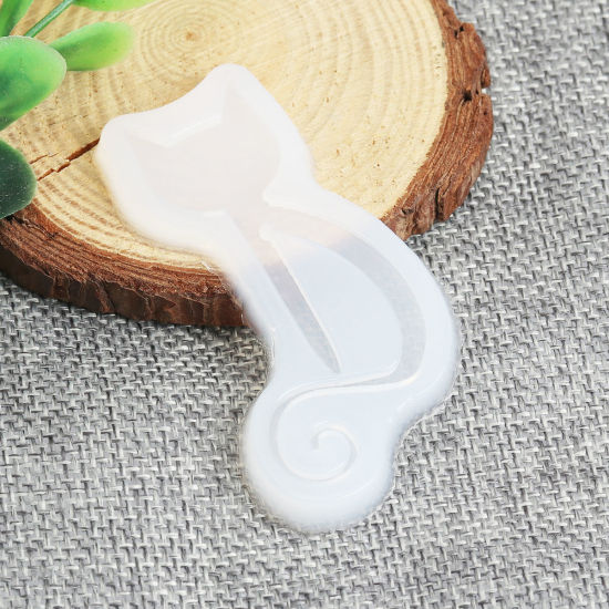 Imagen de Silicona Molde Marcadores de libro Blanco Gato 70mm x 40mm, 2 Unidades