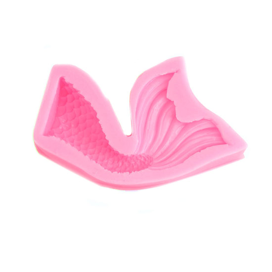 Picture of Silicone Resin Mold For Jewelry Making Fishtail Pink 10.3cm x 7cm, 1 Piece