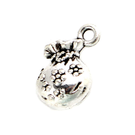 Bild von Zinklegierung Charms Tasche Antiksilber Blumen 15mm x 12mm, 20 Stück