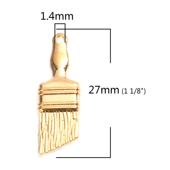 Picture of Zinc Based Alloy Charms Brush Gold Plated 27mm x 9mm, 30 PCs