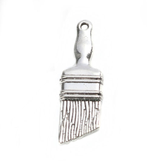 Picture of Zinc Based Alloy Charms Brush Antique Silver Color 27mm x 9mm, 30 PCs