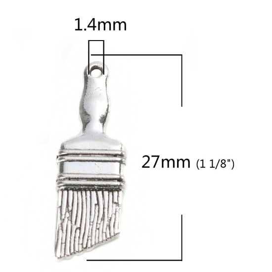 Picture of Zinc Based Alloy Charms Brush Antique Silver Color 27mm x 9mm, 30 PCs