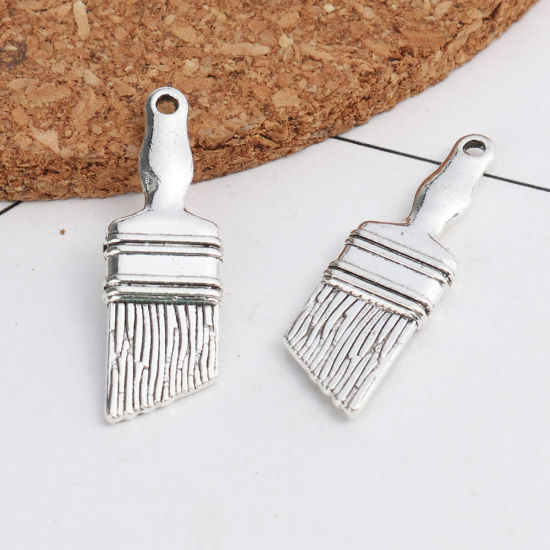 Picture of Zinc Based Alloy Charms Brush Antique Silver Color 27mm x 9mm, 30 PCs