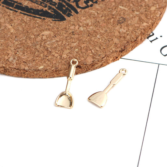 Picture of Zinc Based Alloy Charms Spatula Gold Plated 19mm x 7mm, 10 PCs