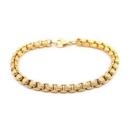 Bracelets en 304 Acier Inoxydable Doré Givré 21cm long, 1 Pièce