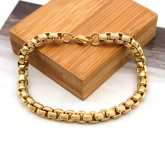 Bild von 304 Edelstahl Armband Vergoldet Matt 21cm lang, 1 Strang