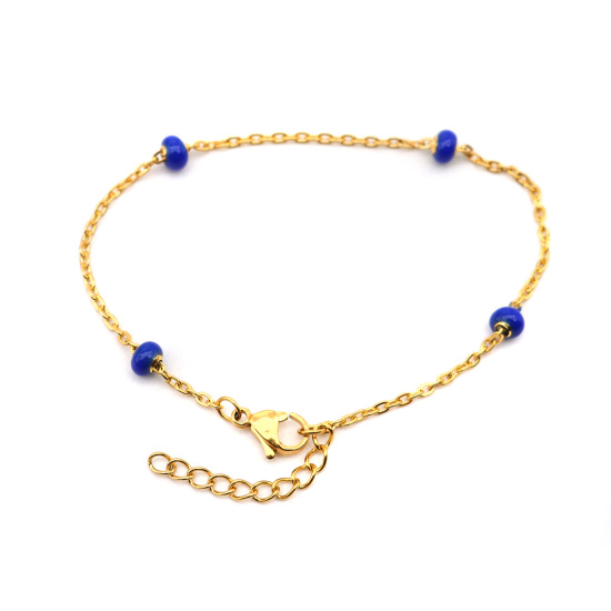 Image de Bracelets en 304 Acier Inoxydable Doré Bleu 18cm long, 1 Pièce
