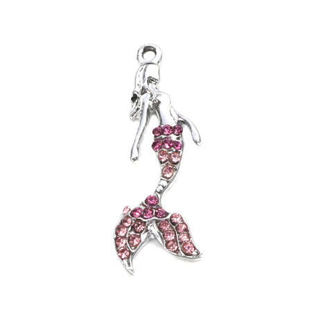 Picture of Zinc Based Alloy Charms Mermaid Rhinestone