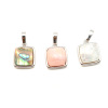 Picture of Natural Shell & Copper Charms Silver Plated Square White Crack 19mm x 12mm, 1 Piece