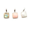 Picture of Natural Shell & Copper Charms Silver Plated Square Green Crack 19mm x 12mm, 1 Piece