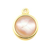 Picture of Natural Shell & Copper Charms Gold Plated Round Pink Crack 16mm x 12mm, 1 Piece