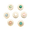 Picture of Natural Shell & Copper Charms Gold Plated Round White Crack 19mm Dia., 1 Piece