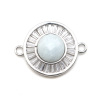 Picture of March Birthstone - Copper & Aquamarine ( Natural ) Connectors Round Light Blue Faceted 21mm x 16mm, 1 Piece