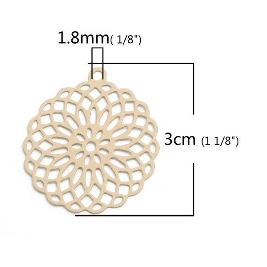 Bild von Messing Anhänger Grauweiß Lebensblume Filigran Stempel Verzierung 3cm x 2.7cm, 10 Stück                                                                                                                                                                       