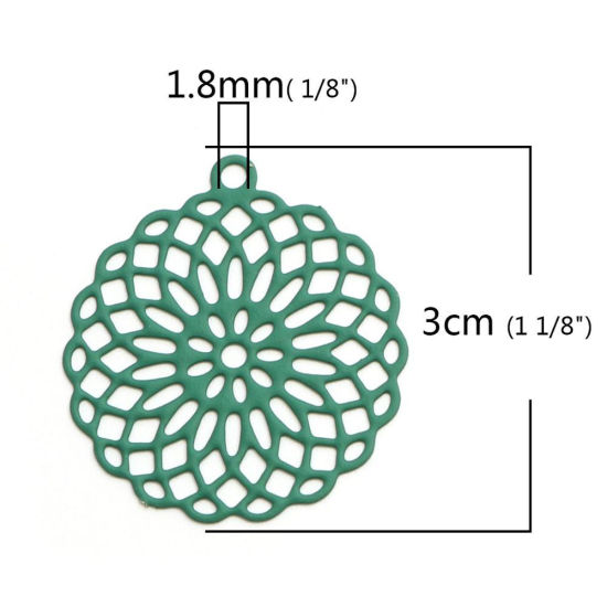 Bild von Messing Anhänger Grauweiß Lebensblume Filigran Stempel Verzierung 3cm x 2.7cm, 10 Stück                                                                                                                                                                       