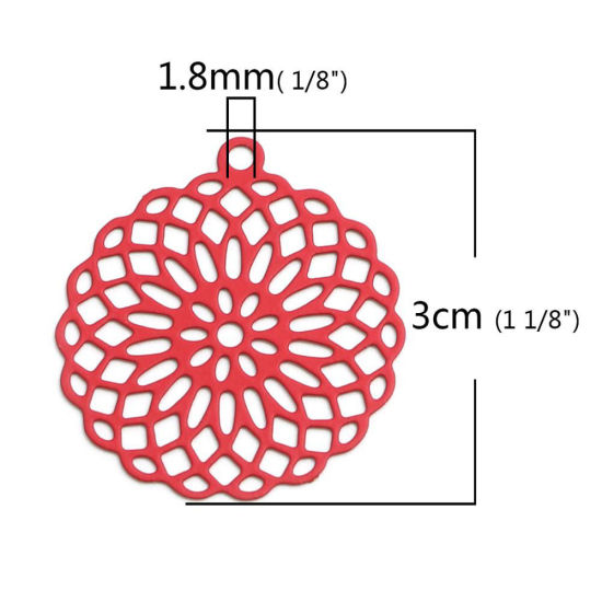 Bild von Messing Anhänger Grauweiß Lebensblume Filigran Stempel Verzierung 3cm x 2.7cm, 10 Stück                                                                                                                                                                       