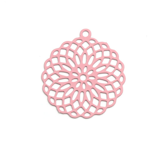 Bild von Messing Anhänger Rosa Lebensblume Filigran Stempel Verzierung 3cm x 2.7cm, 10 Stück                                                                                                                                                                           