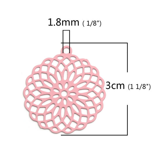 Bild von Messing Anhänger Rosa Lebensblume Filigran Stempel Verzierung 3cm x 2.7cm, 10 Stück                                                                                                                                                                           