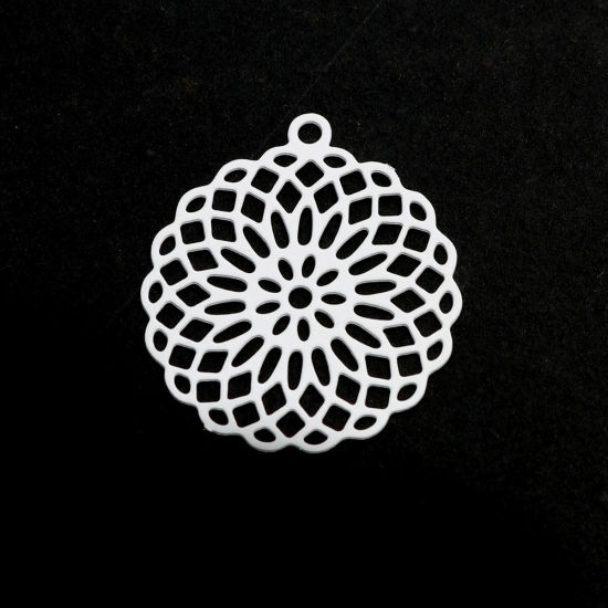 Picture of Brass Pendants White Flower Of Life Filigree Stamping 3cm x 2.7cm, 10 PCs                                                                                                                                                                                     