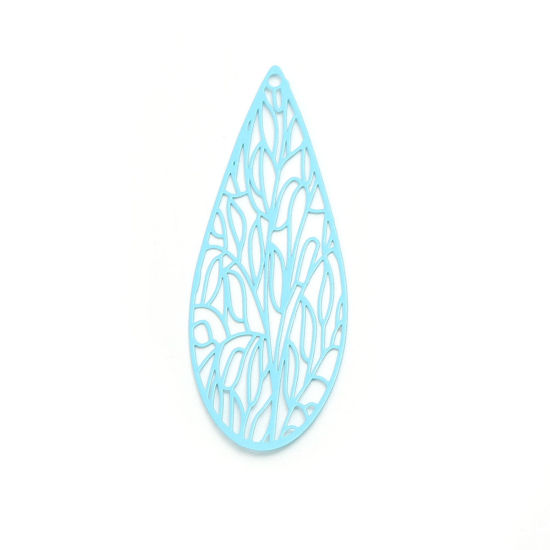 Picture of Brass Pendants Skyblue Dragonfly Animal Wing Filigree Stamping 4.5cm x 1.7cm, 10 PCs                                                                                                                                                                          