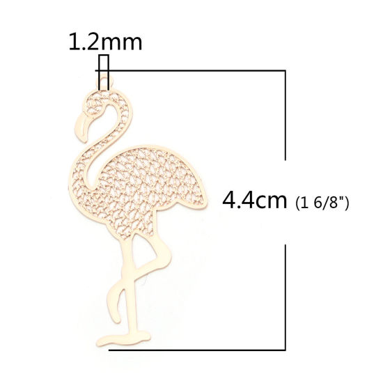 Image de Pendentifs en Laiton Flamants Doré Estampe en Filigrane 4.4cm x 2.2cm, 10 Pcs