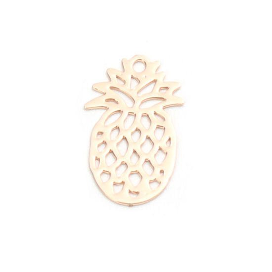 Picture of Brass Charms Gold Plated Pineapple/ Ananas Fruit Filigree Stamping 15mm x 9mm, 50 PCs                                                                                                                                                                         