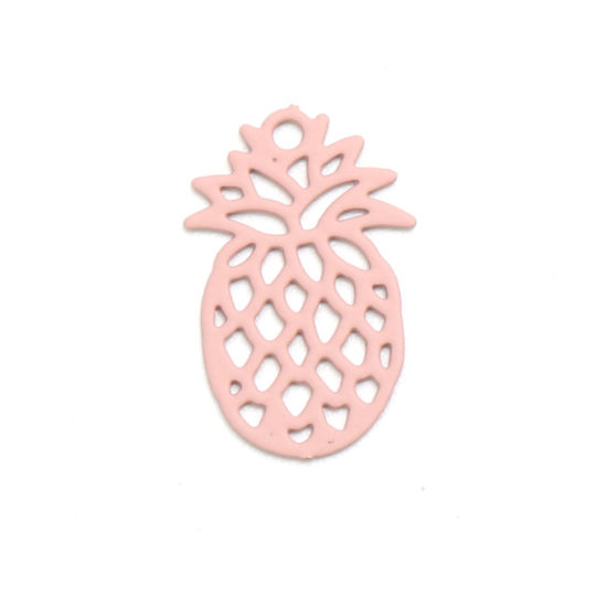 Picture of Brass Charms Peachy Beige Pineapple/ Ananas Fruit Filigree Stamping 15mm x 9mm, 50 PCs                                                                                                                                                                        