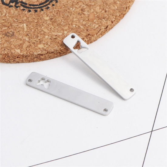 Immagine di 304 Acciaio Inossidabile Connettore Rettangolo Oro Placcato Stella a Cinque Punte Filigrana 35mm x 6mm, 2 Pz